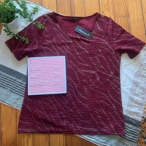 NWT Chances R Red and Gold Sparkle Top